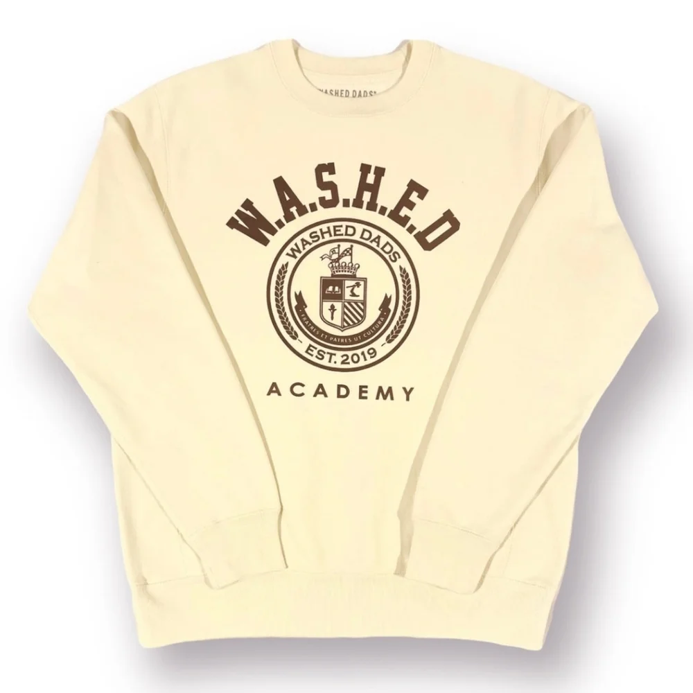 Washed Dads Academy Seal Mens Crewneck Sweatshirt | Size XL Mens